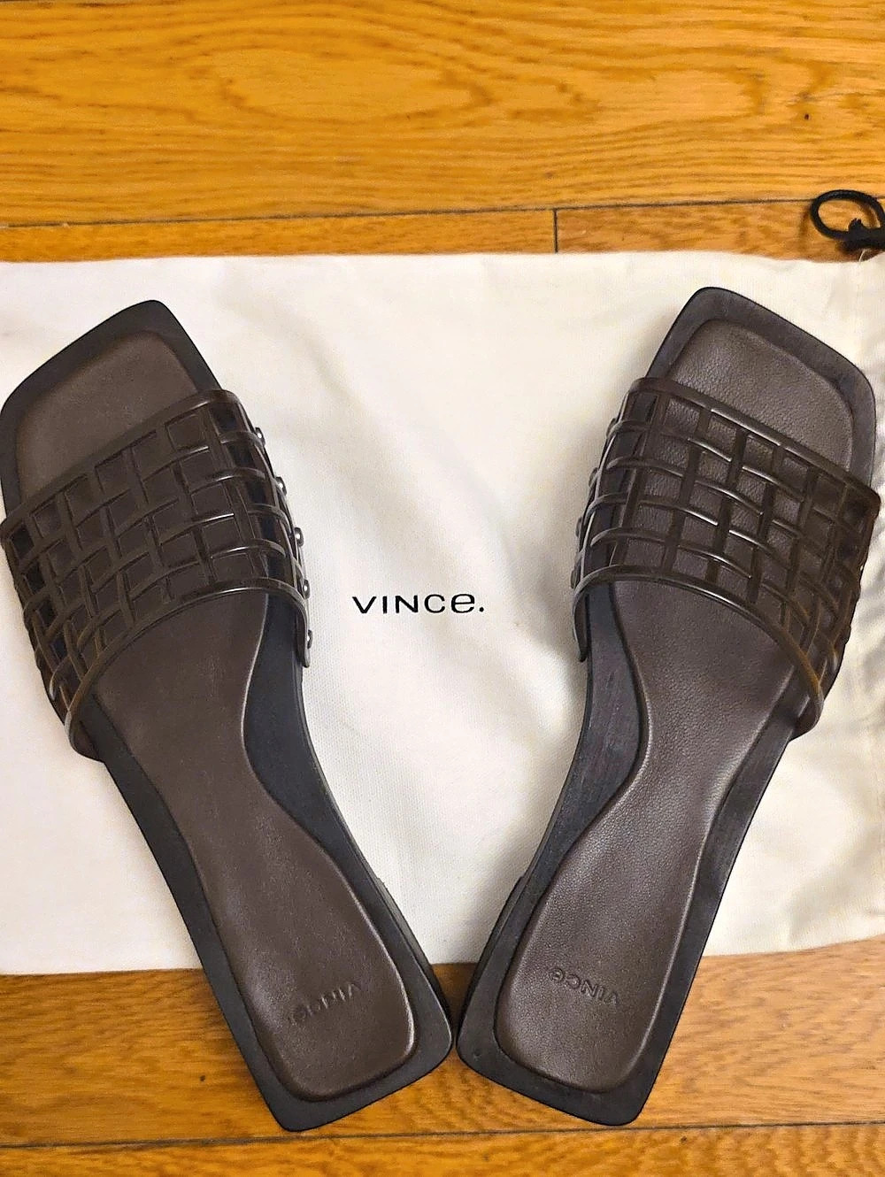 Vince Barcelona Jelly Sandal Mules Brown & Black US 10